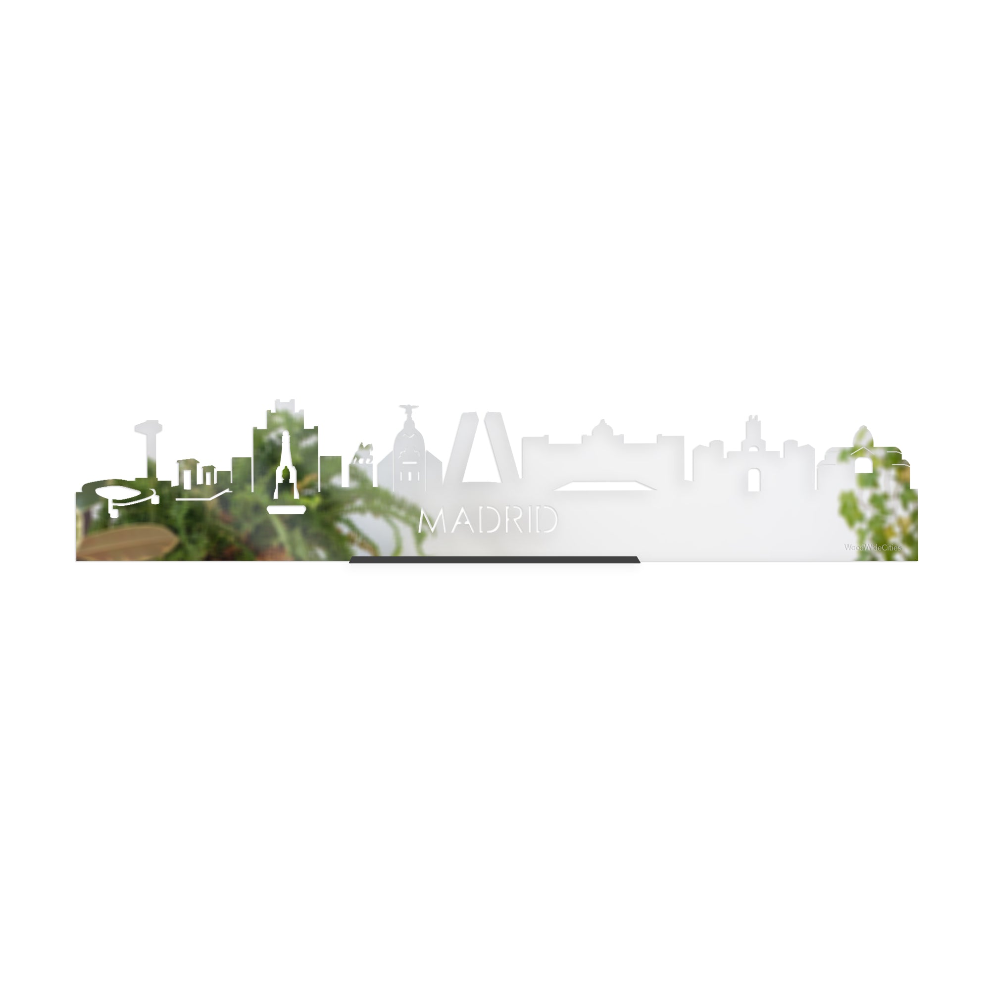 Standing Skyline Madrid Spiegel gerecycled kunststof cadeau decoratie relatiegeschenk van WoodWideCities