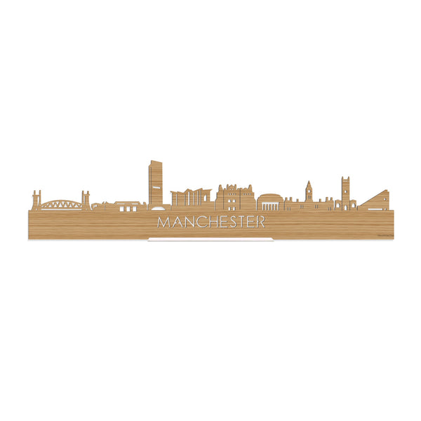 Standing Skyline Manchester Bamboe houten cadeau decoratie relatiegeschenk van WoodWideCities