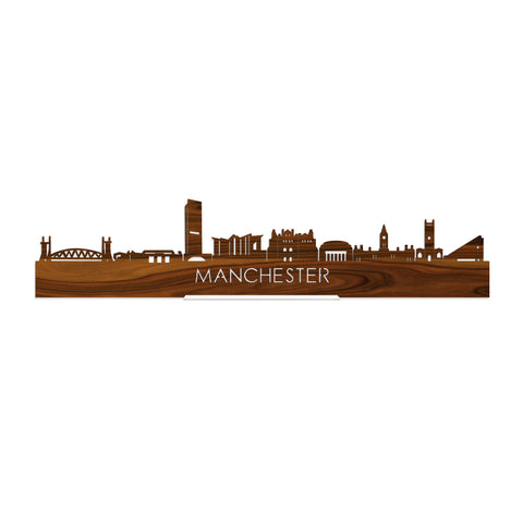 Standing Skyline Manchester Palissander houten cadeau decoratie relatiegeschenk van WoodWideCities