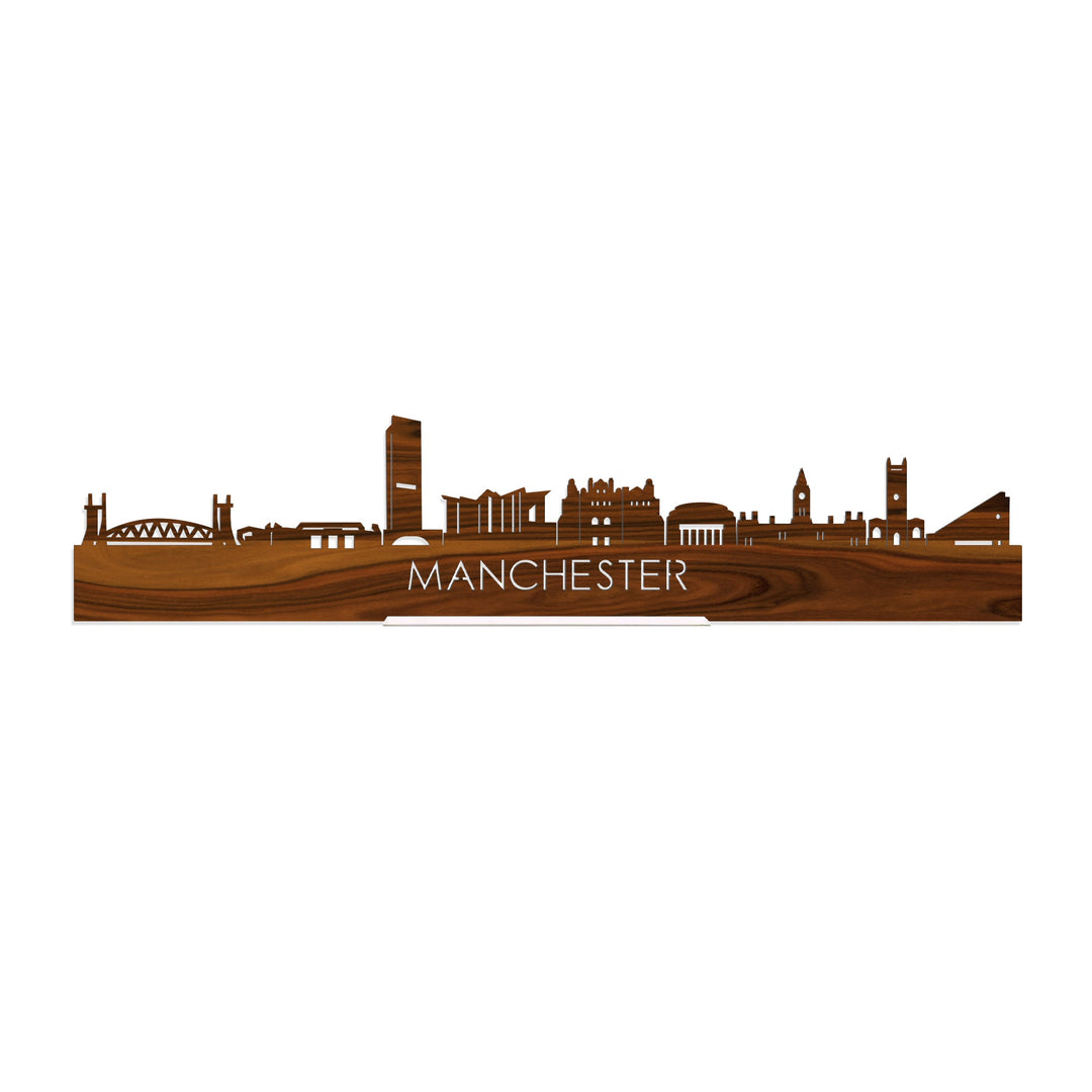 Standing Skyline Manchester Palissander houten cadeau decoratie relatiegeschenk van WoodWideCities