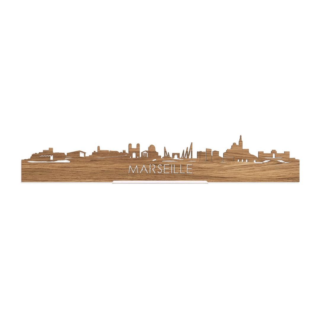 Standing Skyline Marseille Eiken houten cadeau decoratie relatiegeschenk van WoodWideCities