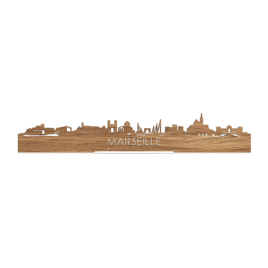 Standing Skyline Marseille Eiken houten cadeau decoratie relatiegeschenk van WoodWideCities