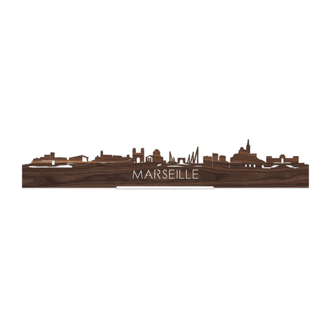 Standing Skyline Marseille Noten houten cadeau decoratie relatiegeschenk van WoodWideCities