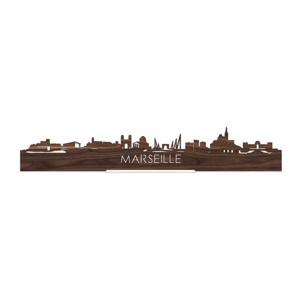 Standing Skyline Marseille Noten houten cadeau decoratie relatiegeschenk van WoodWideCities