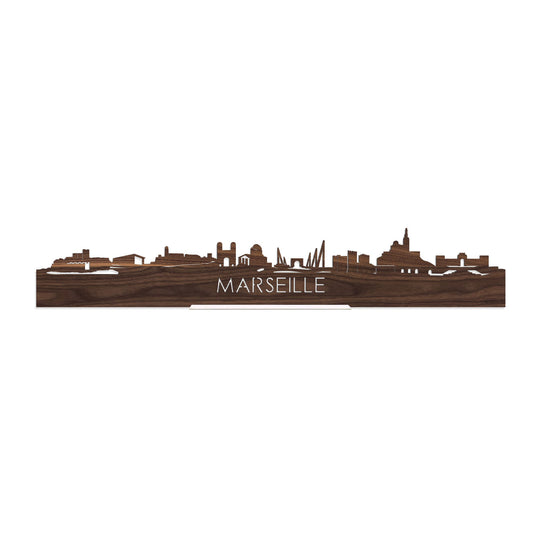 Standing Skyline Marseille Noten houten cadeau decoratie relatiegeschenk van WoodWideCities