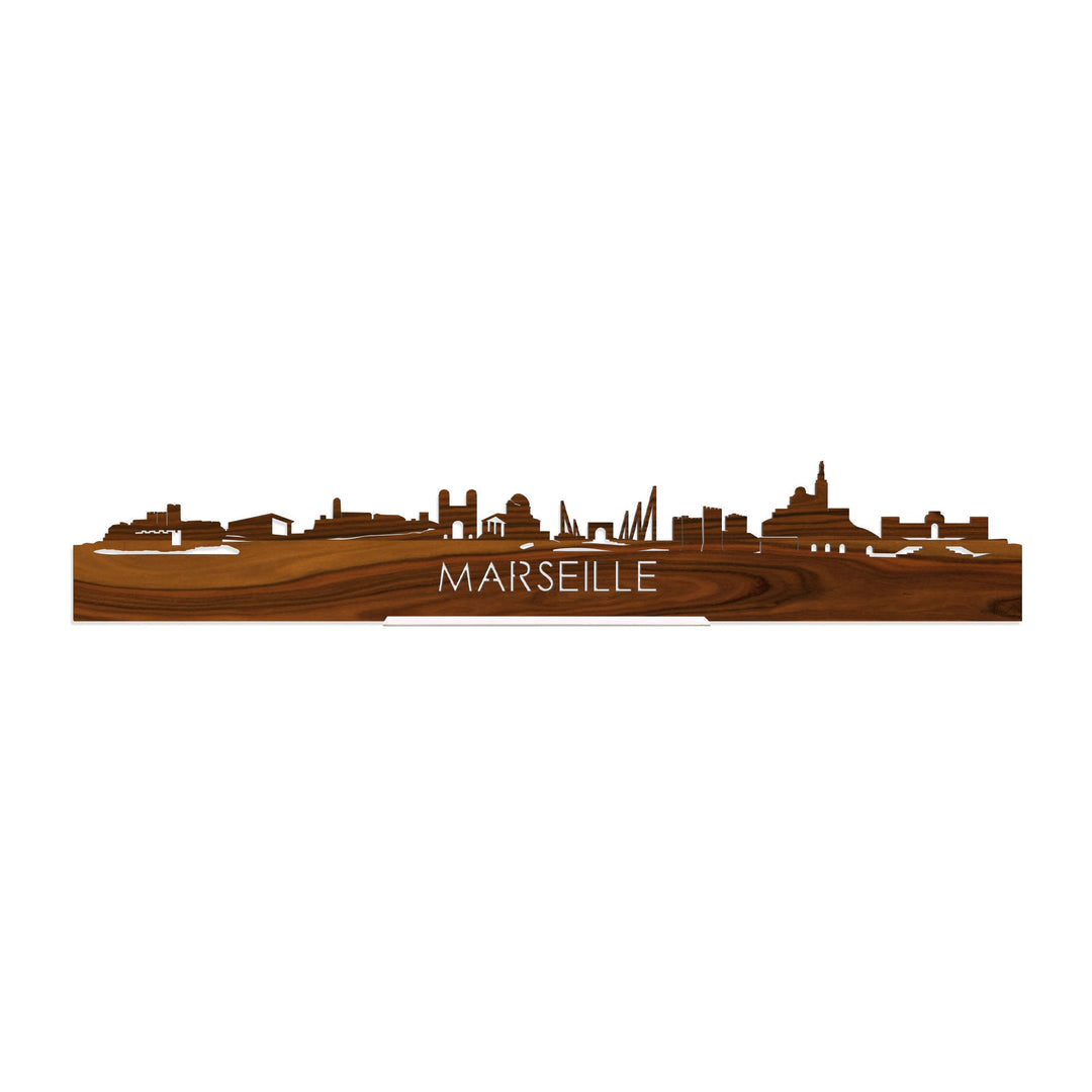 Standing Skyline Marseille Palissander houten cadeau decoratie relatiegeschenk van WoodWideCities