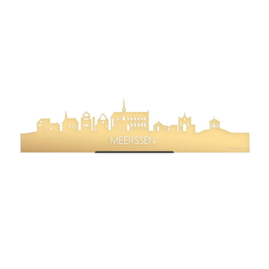 Standing Skyline Meerssen Goud Metallic 40 cm houten cadeau decoratie relatiegeschenk van WoodWideCities