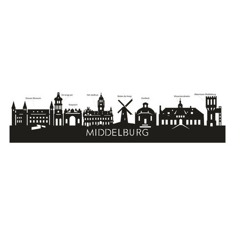 Standing Skyline Middelburg Noten houten cadeau decoratie relatiegeschenk van WoodWideCities