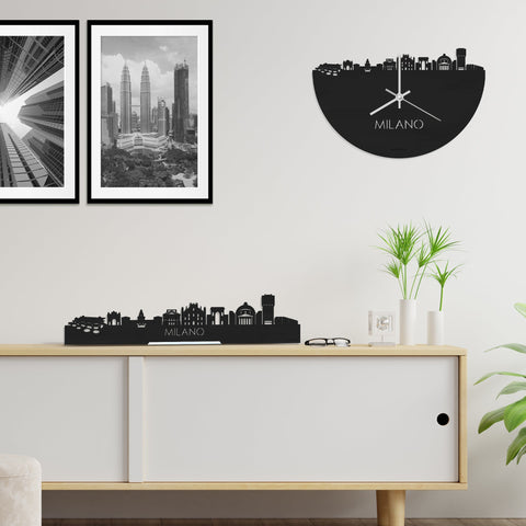 Standing Skyline Milano Zwart houten cadeau decoratie relatiegeschenk van WoodWideCities