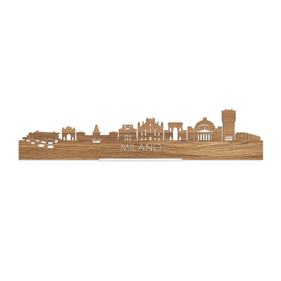 Standing Skyline Milano Eiken houten cadeau decoratie relatiegeschenk van WoodWideCities