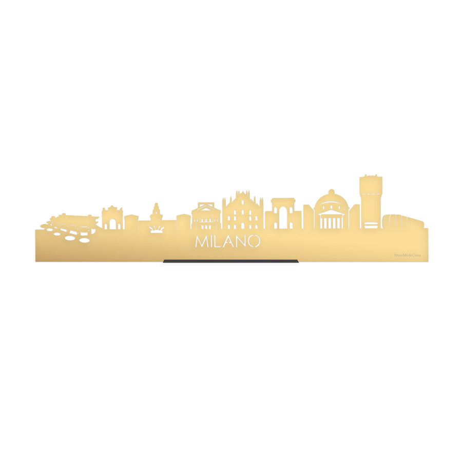 Standing Skyline Milano Metallic Goud gerecycled kunststof cadeau decoratie relatiegeschenk van WoodWideCities