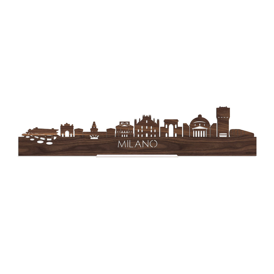 Standing Skyline Milano Noten houten cadeau decoratie relatiegeschenk van WoodWideCities
