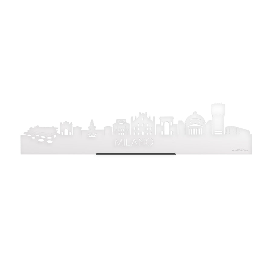 Standing Skyline Milano Wit glanzend gerecycled kunststof cadeau decoratie relatiegeschenk van WoodWideCities