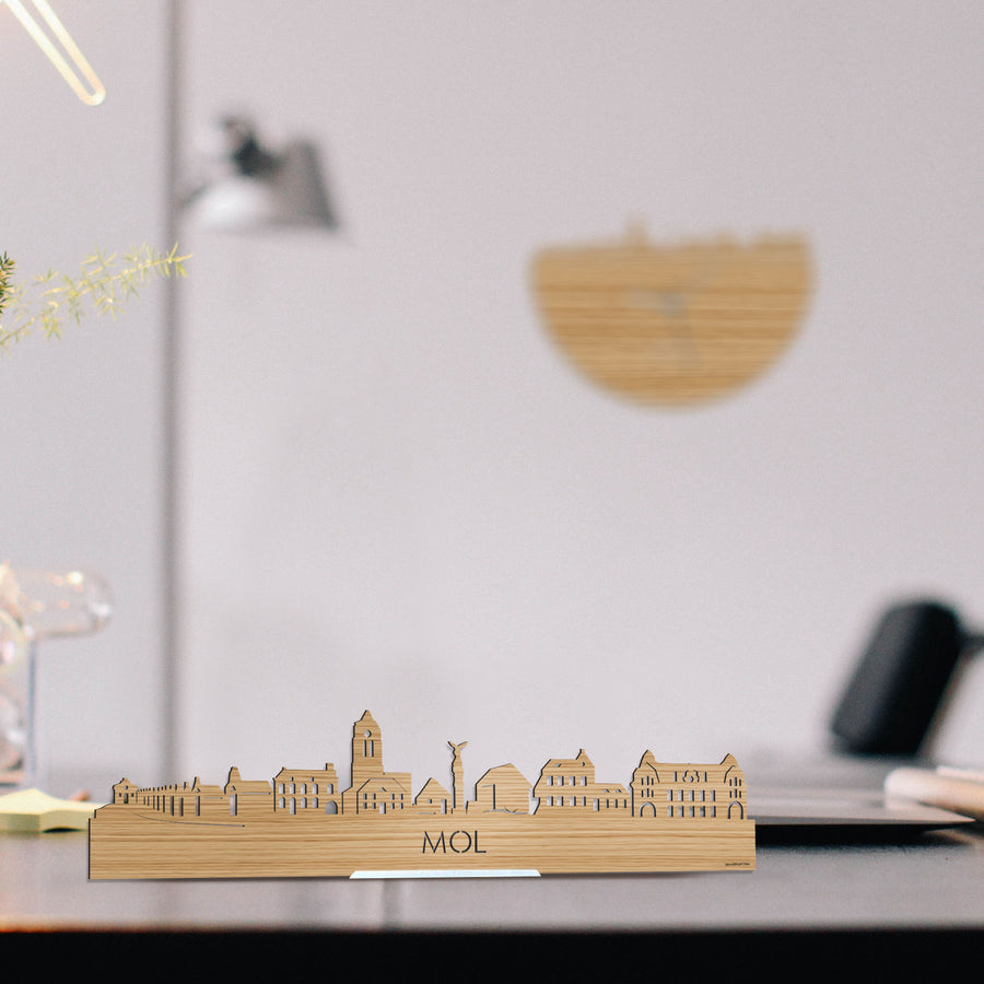 Standing Skyline Mol Bamboe houten cadeau decoratie relatiegeschenk van WoodWideCities