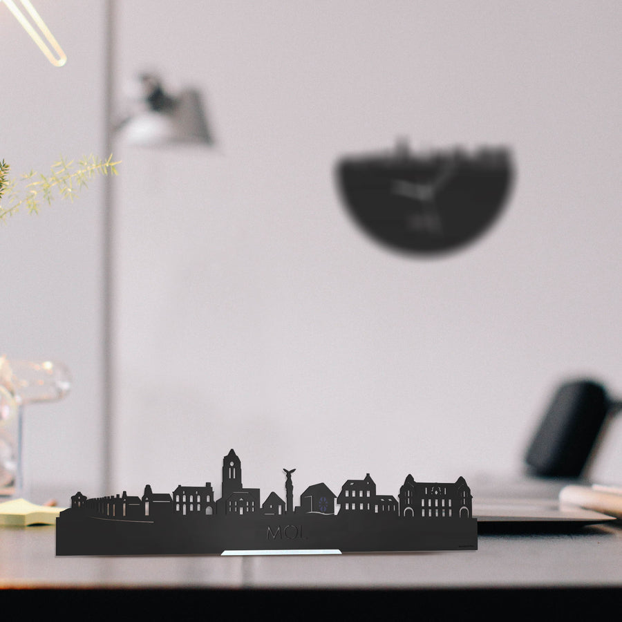 Standing Skyline Mol Zwart houten cadeau decoratie relatiegeschenk van WoodWideCities