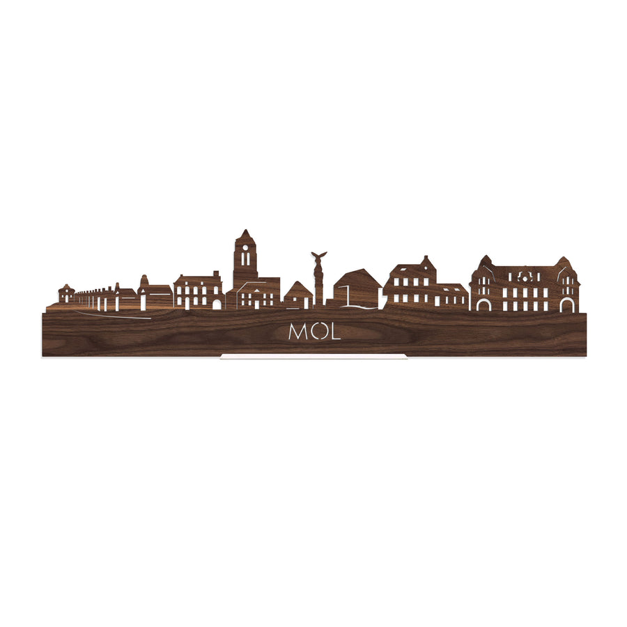 Standing Skyline Mol Noten houten cadeau decoratie relatiegeschenk van WoodWideCities