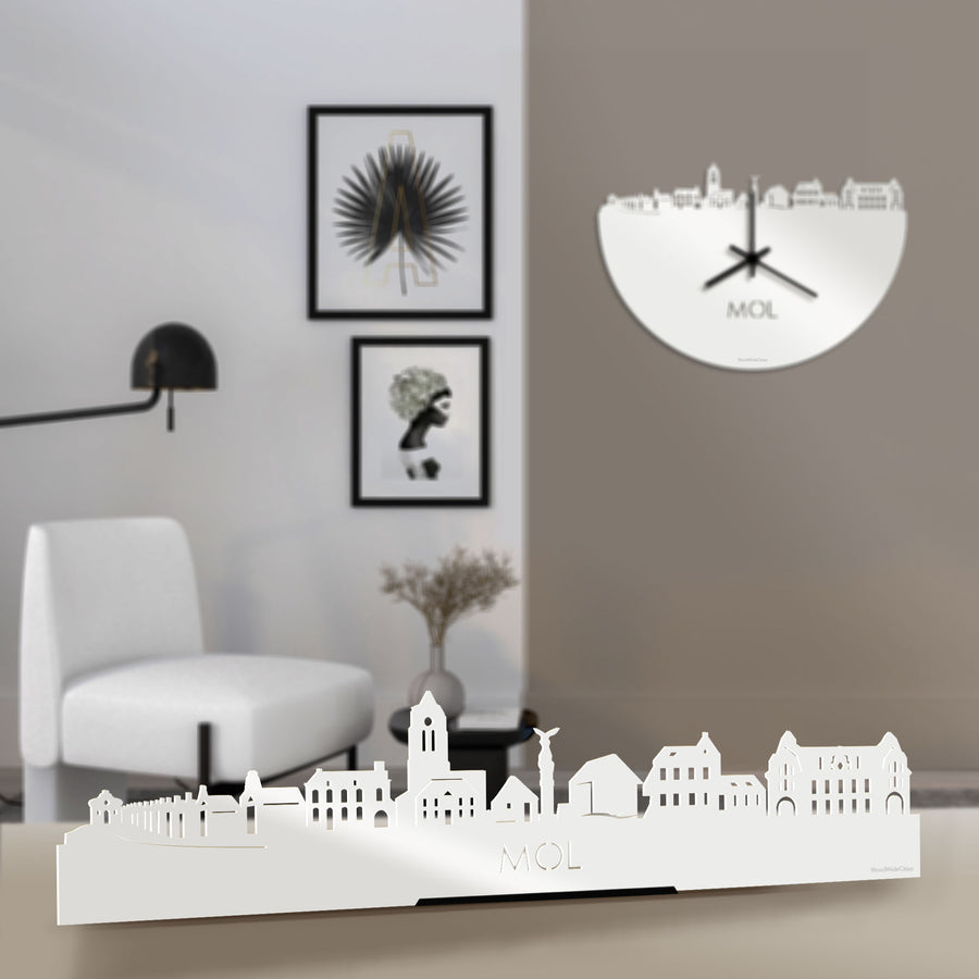 Standing Skyline Mol Wit glanzend gerecycled kunststof cadeau decoratie relatiegeschenk van WoodWideCities