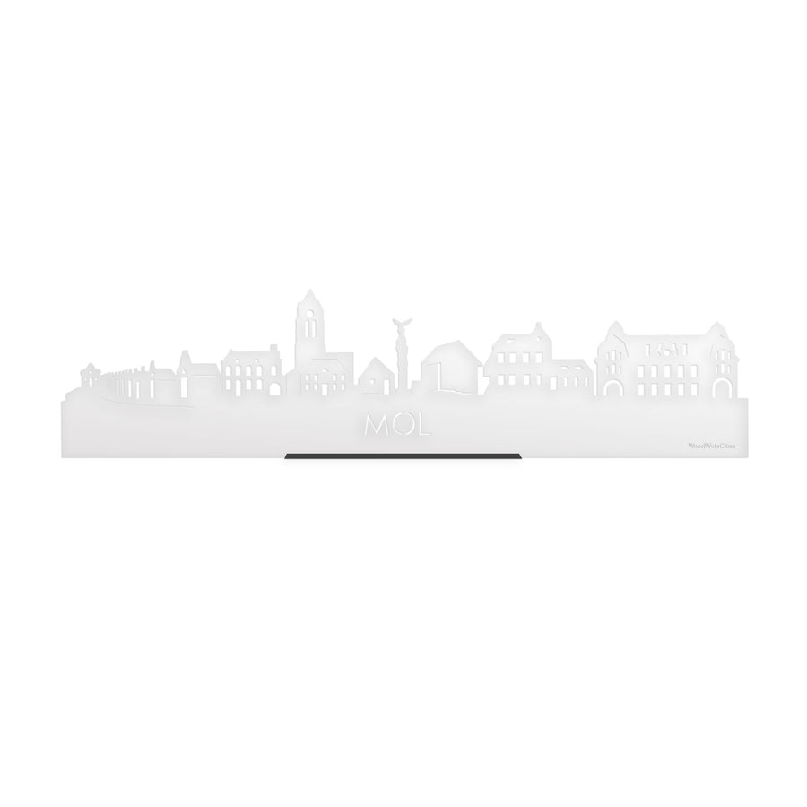 Standing Skyline Mol Wit glanzend gerecycled kunststof cadeau decoratie relatiegeschenk van WoodWideCities