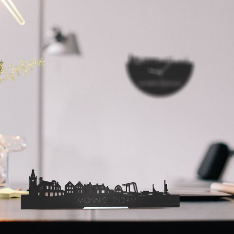 Standing Skyline Monnickendam Zwart houten cadeau decoratie relatiegeschenk van WoodWideCities