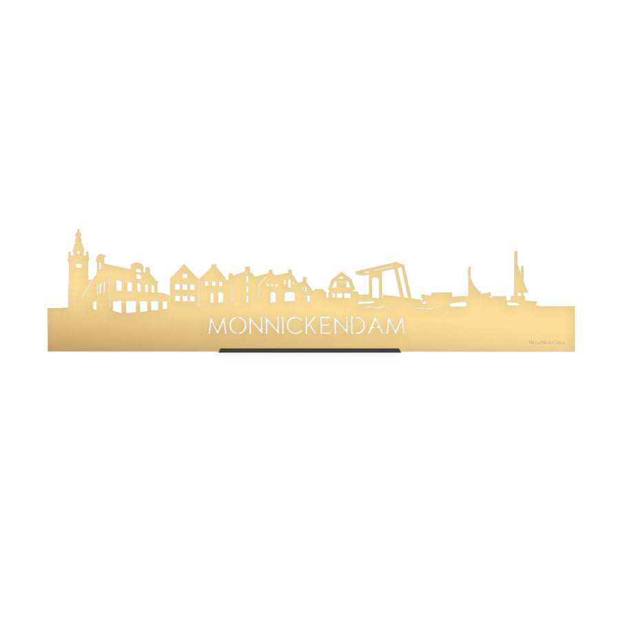 Standing Skyline Monnickendam Metallic Goud gerecycled kunststof cadeau decoratie relatiegeschenk van WoodWideCities