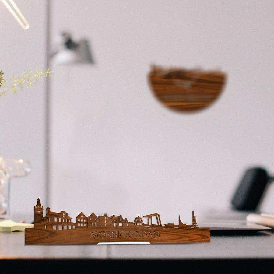 Standing Skyline Monnickendam Palissander houten cadeau decoratie relatiegeschenk van WoodWideCities