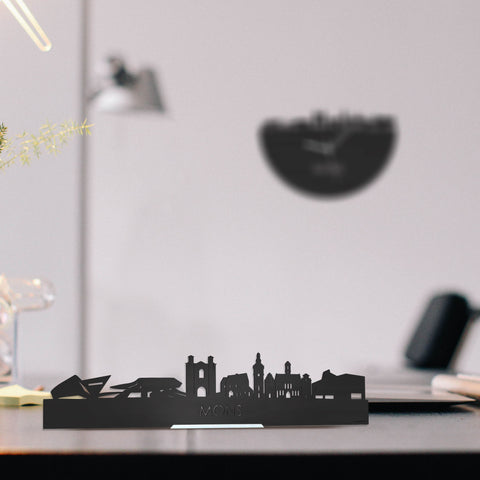 Standing Skyline Mons Zwart houten cadeau decoratie relatiegeschenk van WoodWideCities