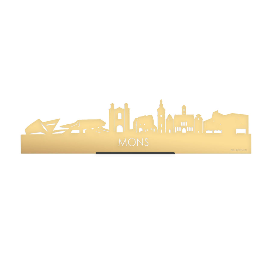 Standing Skyline Mons Metallic Goud gerecycled kunststof cadeau decoratie relatiegeschenk van WoodWideCities