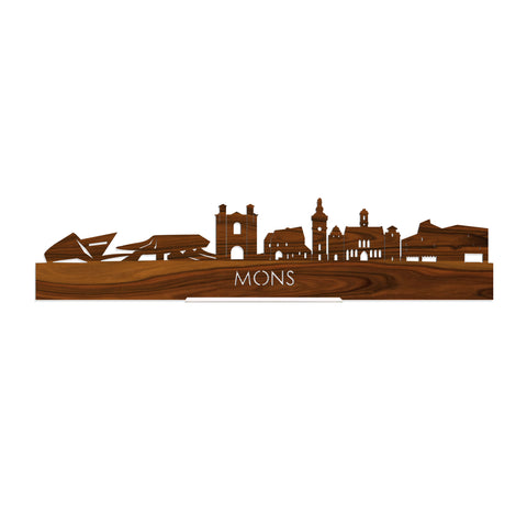 Standing Skyline Mons Palissander houten cadeau decoratie relatiegeschenk van WoodWideCities