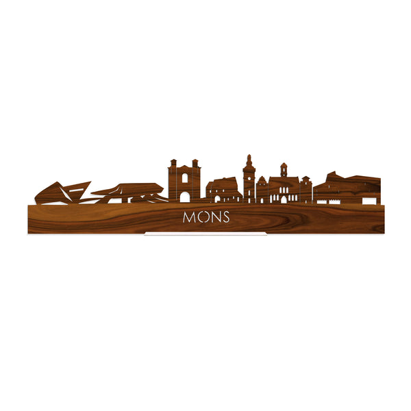 Standing Skyline Mons Palissander houten cadeau decoratie relatiegeschenk van WoodWideCities