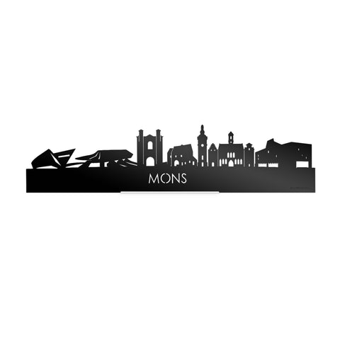 Standing Skyline Mons Zwart glanzend gerecycled kunststof cadeau decoratie relatiegeschenk van WoodWideCities