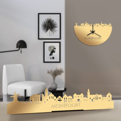 Standing Skyline Montfoort Metallic Goud gerecycled kunststof cadeau decoratie relatiegeschenk van WoodWideCities