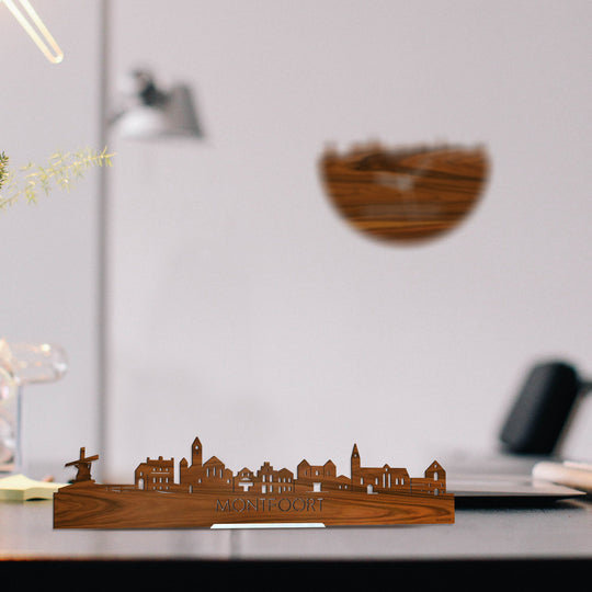 Standing Skyline Montfoort Palissander houten cadeau decoratie relatiegeschenk van WoodWideCities