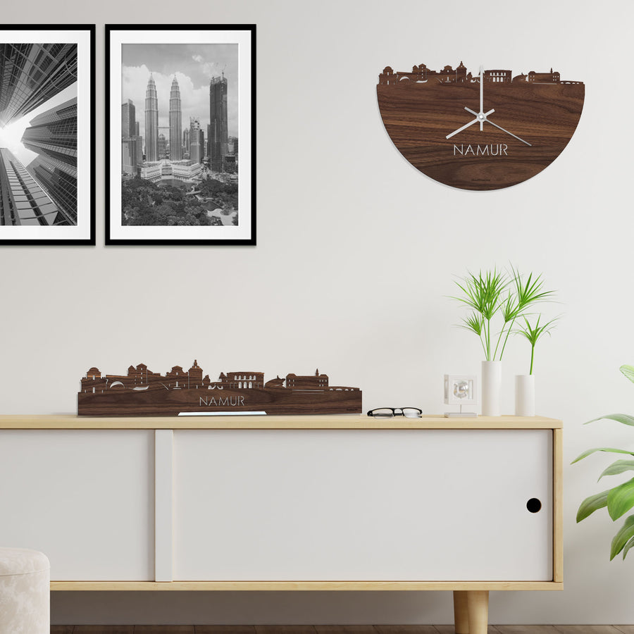 Standing Skyline Namur Noten houten cadeau decoratie relatiegeschenk van WoodWideCities