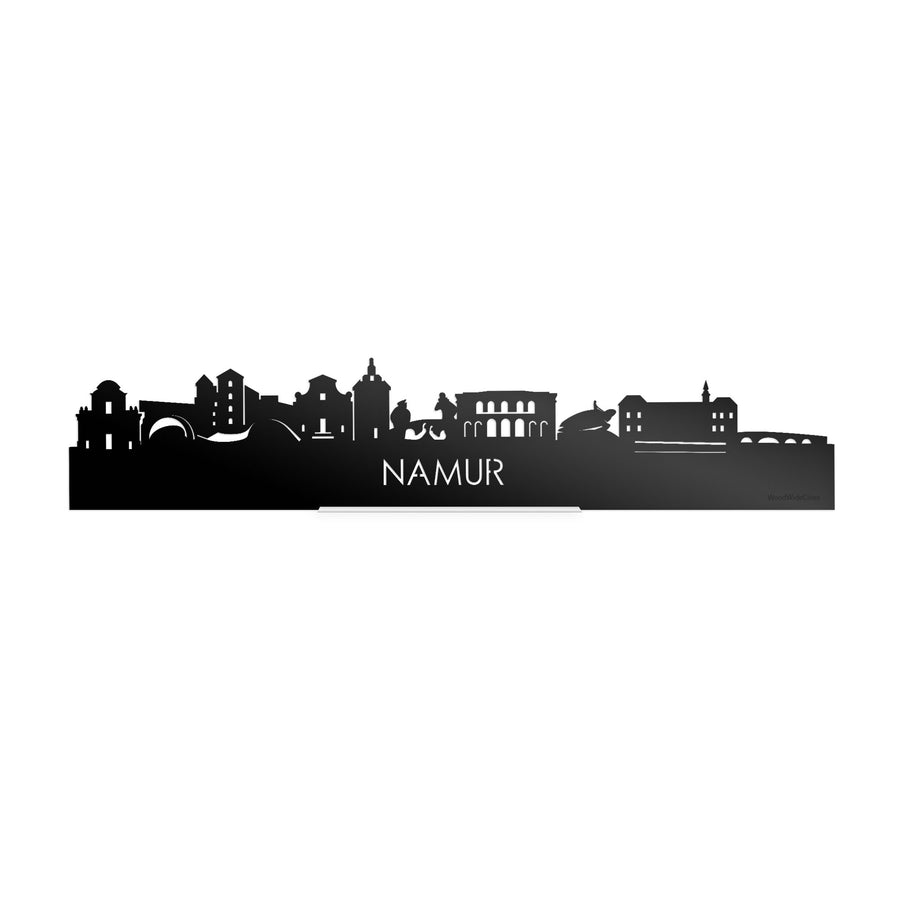 Standing Skyline Namur Zwart glanzend gerecycled kunststof cadeau decoratie relatiegeschenk van WoodWideCities