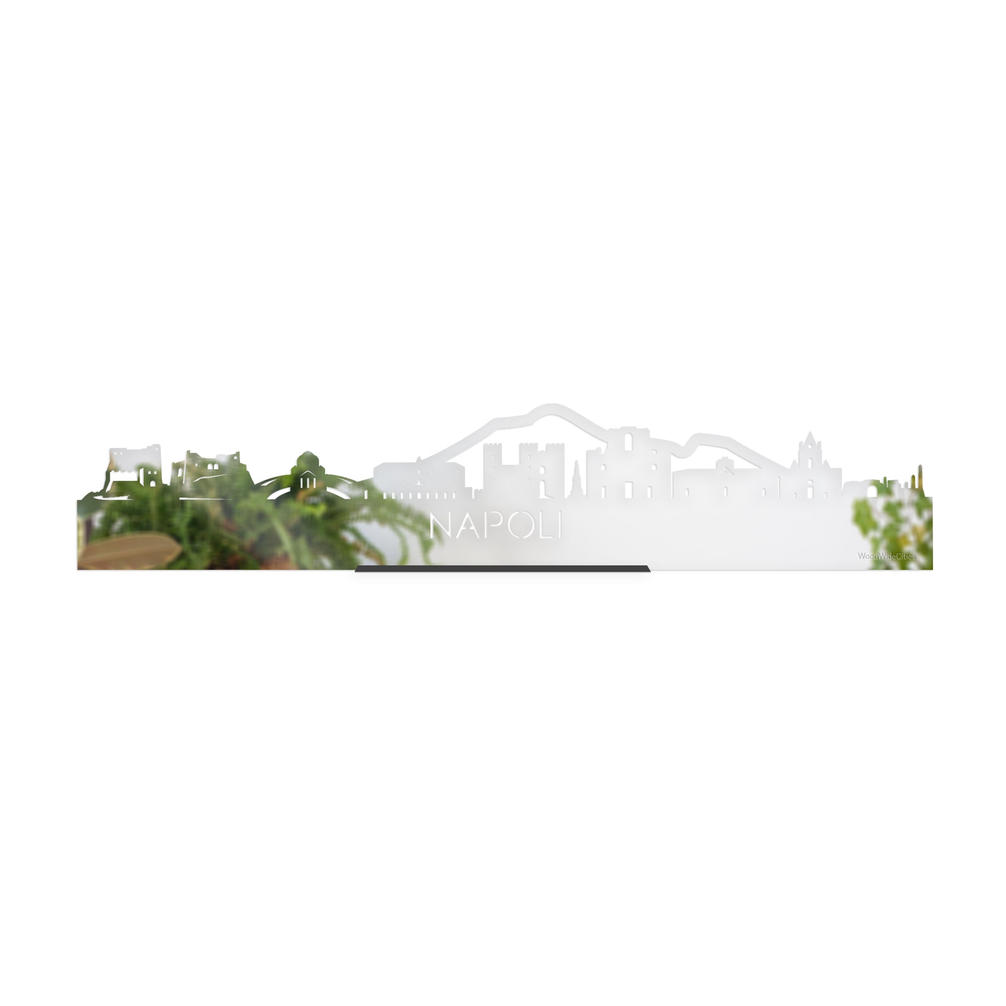 Standing Skyline Napoli Spiegel gerecycled kunststof cadeau decoratie relatiegeschenk van WoodWideCities