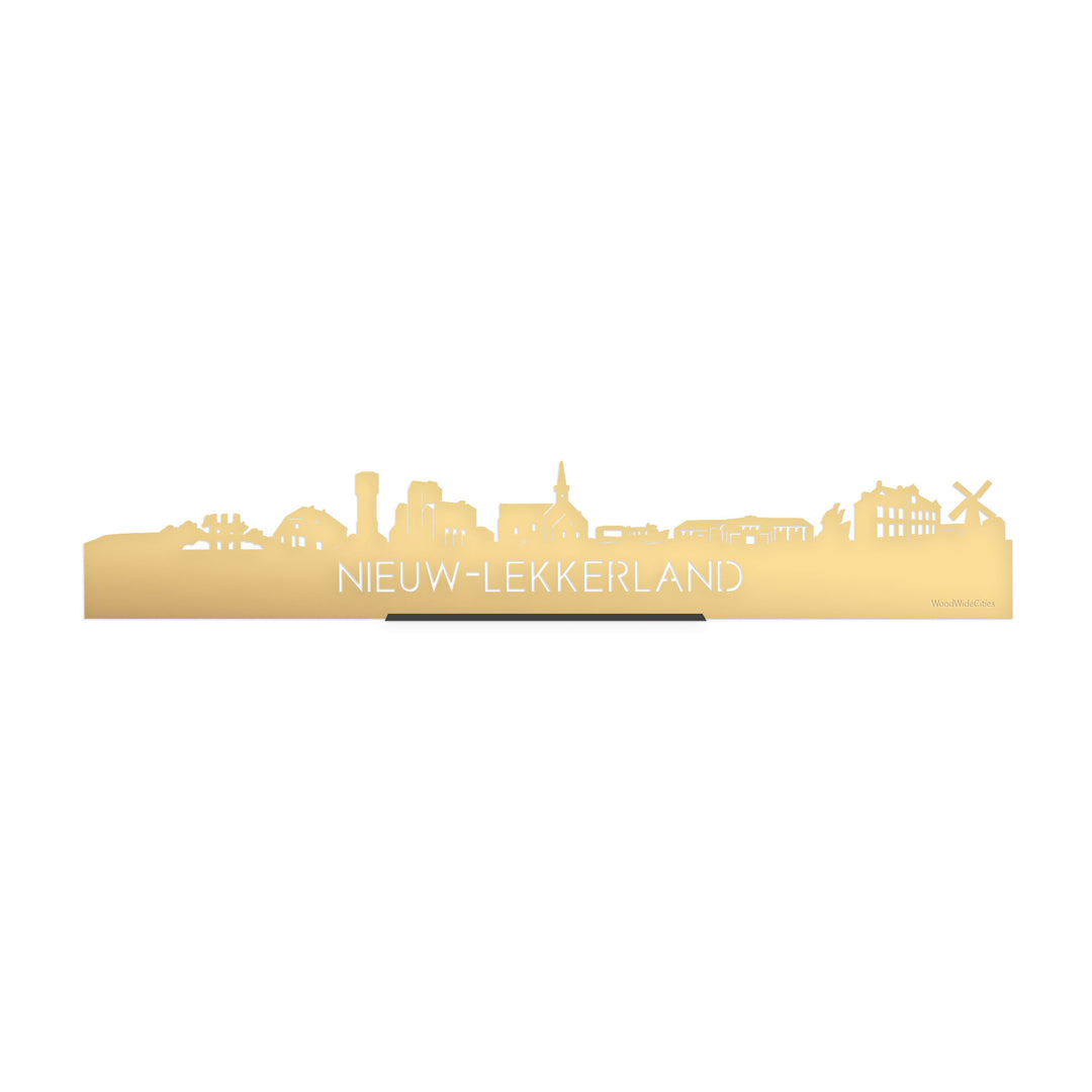 Standing Skyline Nieuw-Lekkerland Metallic Goud gerecycled kunststof cadeau decoratie relatiegeschenk van WoodWideCities