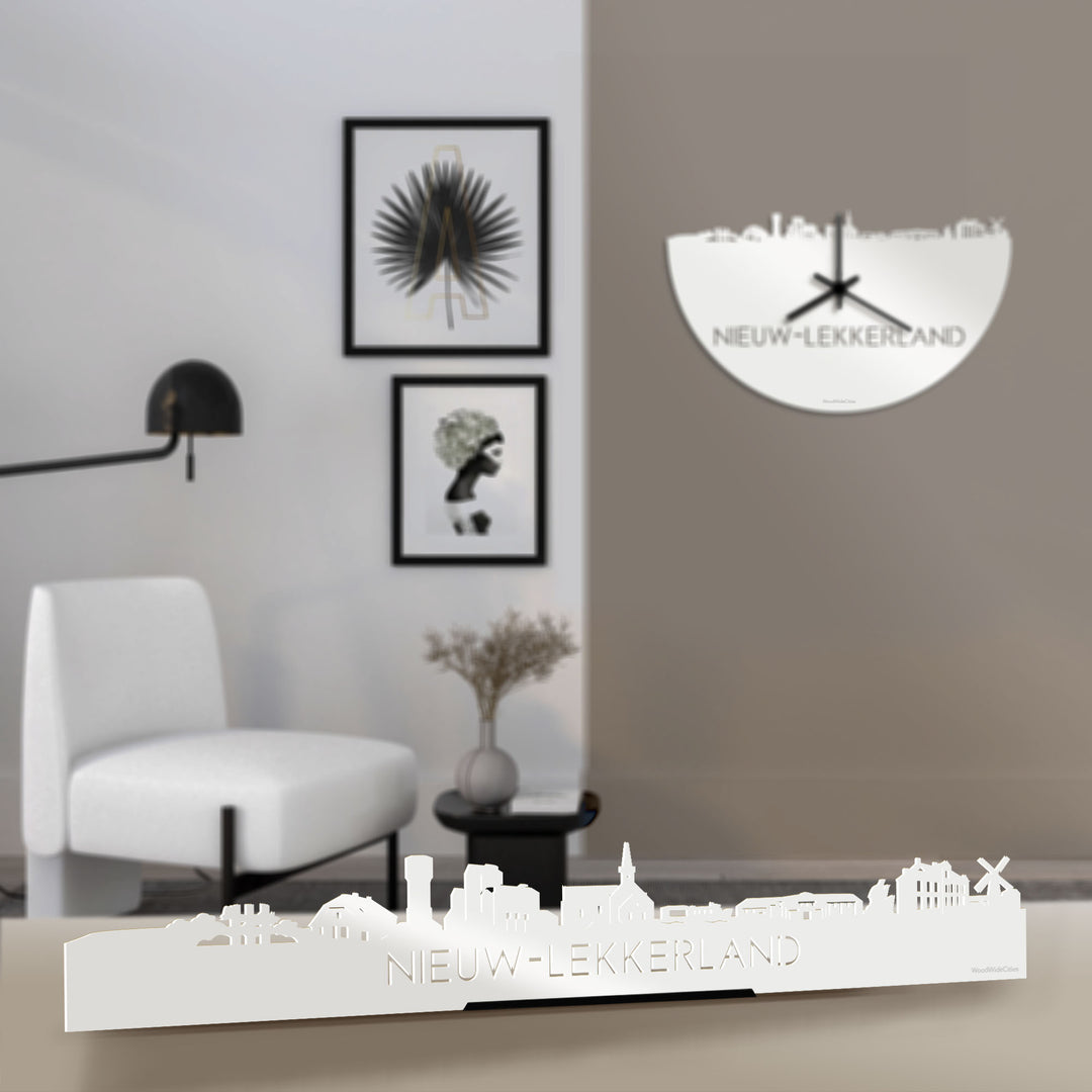 Standing Skyline Nieuw-Lekkerland Wit glanzend gerecycled kunststof cadeau decoratie relatiegeschenk van WoodWideCities
