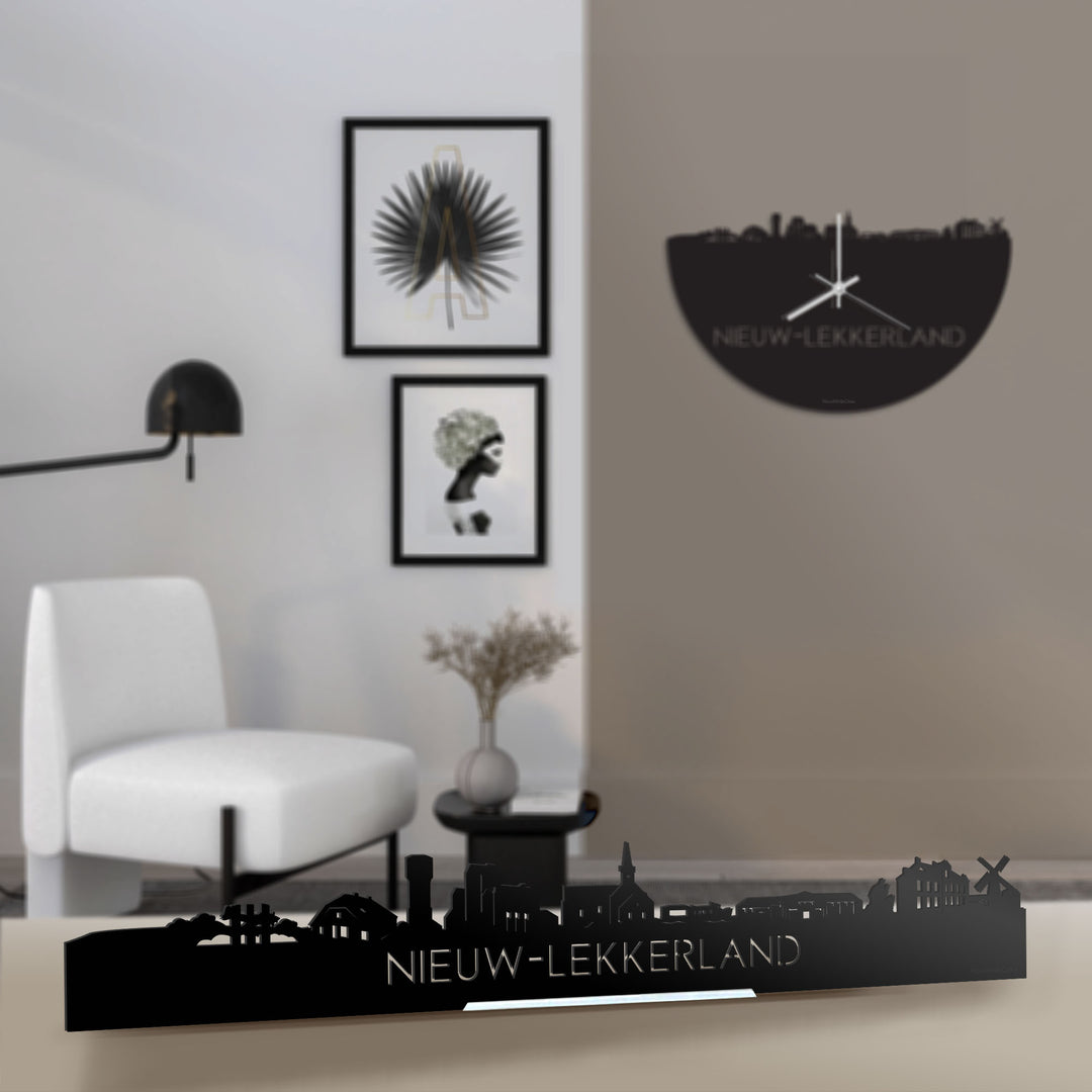 Standing Skyline Nieuw-Lekkerland Zwart glanzend gerecycled kunststof cadeau decoratie relatiegeschenk van WoodWideCities