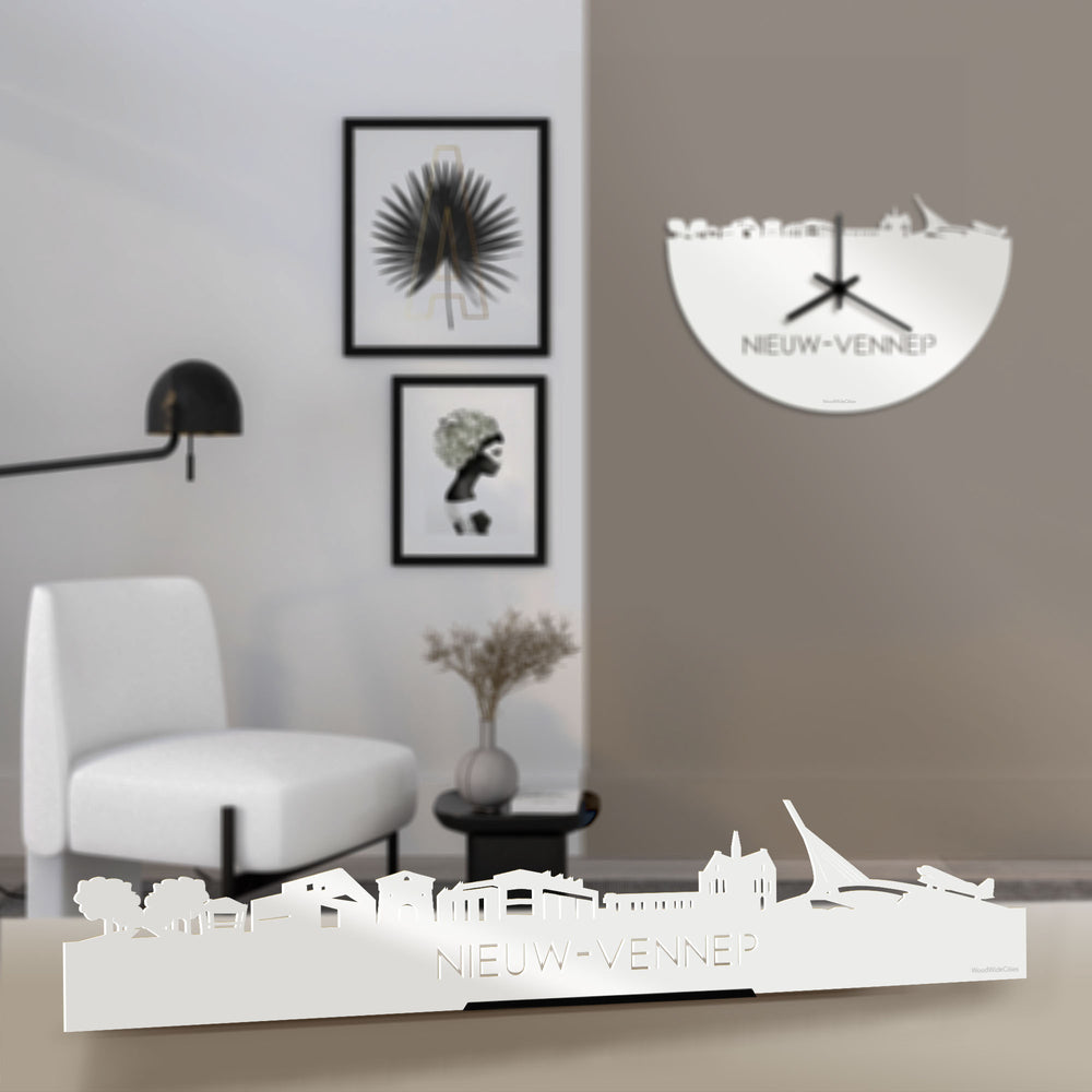 Standing Skyline Nieuw-Vennep Wit glanzend gerecycled kunststof cadeau decoratie relatiegeschenk van WoodWideCities