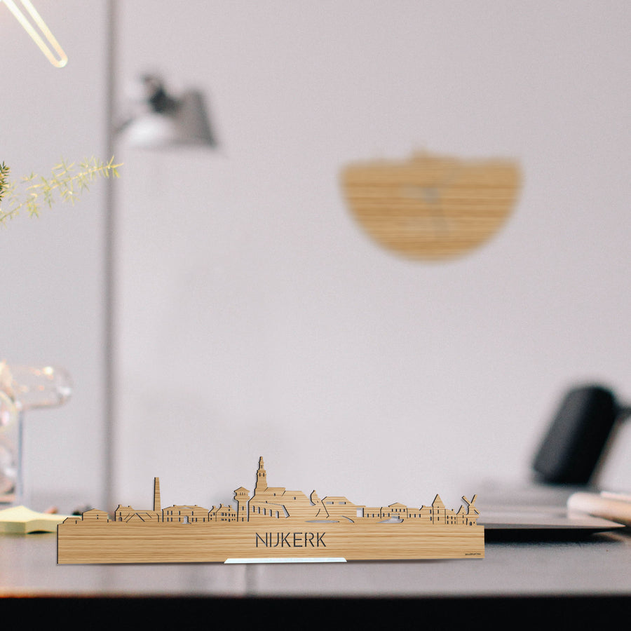 Standing Skyline Nijkerk Bamboe houten cadeau decoratie relatiegeschenk van WoodWideCities