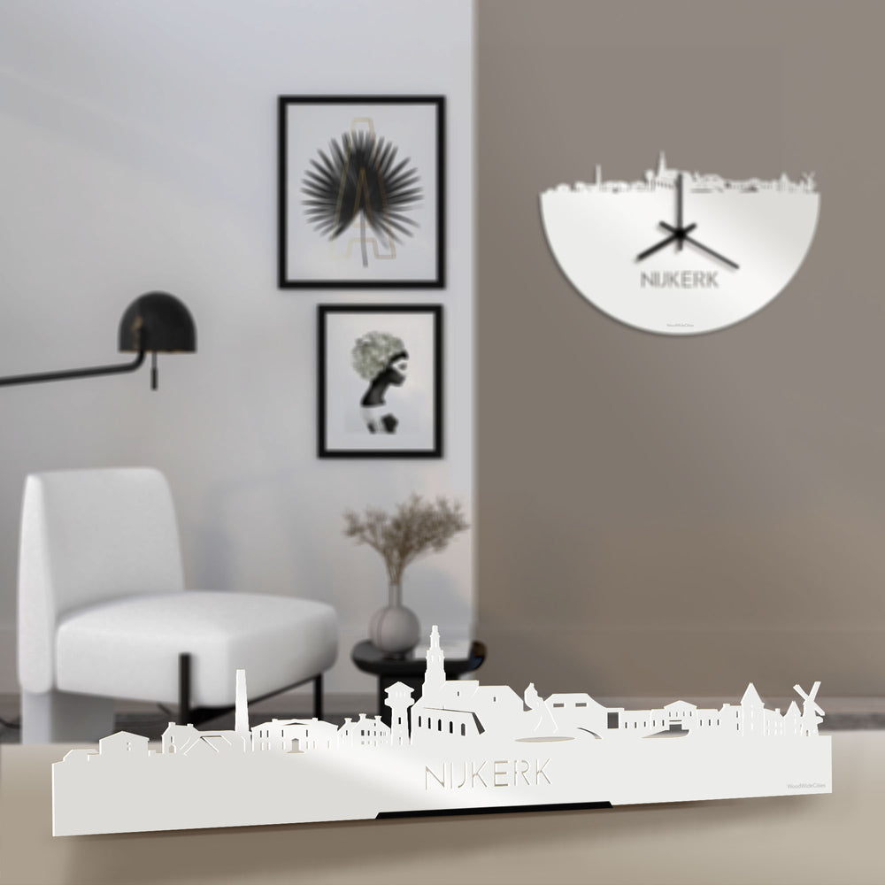 Standing Skyline Nijkerk Wit glanzend gerecycled kunststof cadeau decoratie relatiegeschenk van WoodWideCities