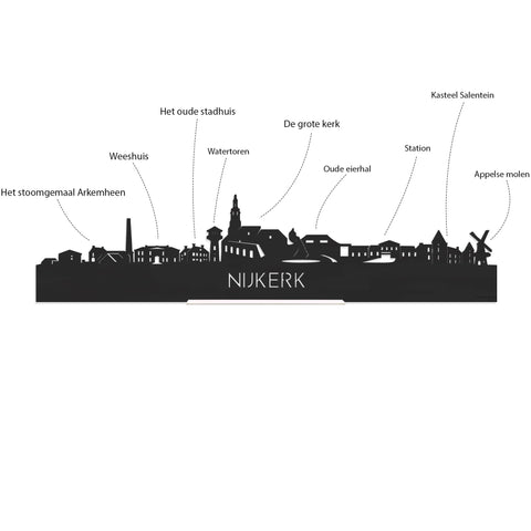 Standing Skyline Nijkerk Wit glanzend gerecycled kunststof cadeau decoratie relatiegeschenk van WoodWideCities