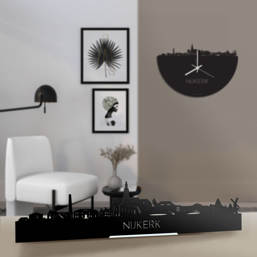 Standing Skyline Nijkerk Zwart glanzend gerecycled kunststof cadeau decoratie relatiegeschenk van WoodWideCities