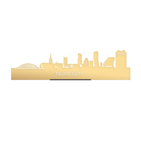 Standing Skyline Nijmegen Goud Metallic 40 cm houten cadeau decoratie relatiegeschenk van WoodWideCities