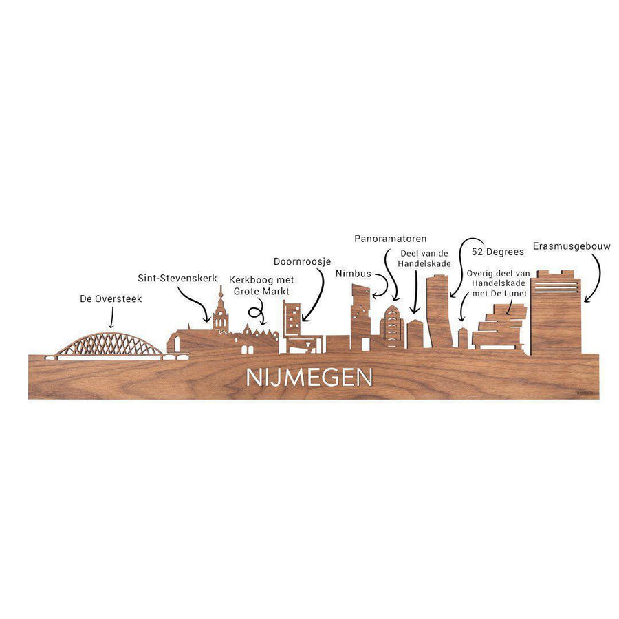 Standing Skyline Nijmegen Noten houten cadeau decoratie relatiegeschenk van WoodWideCities