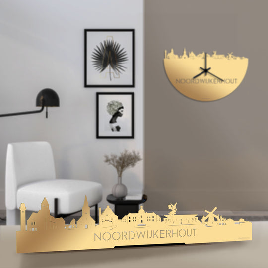 Standing Skyline Noordwijkerhout Metallic Goud gerecycled kunststof cadeau decoratie relatiegeschenk van WoodWideCities
