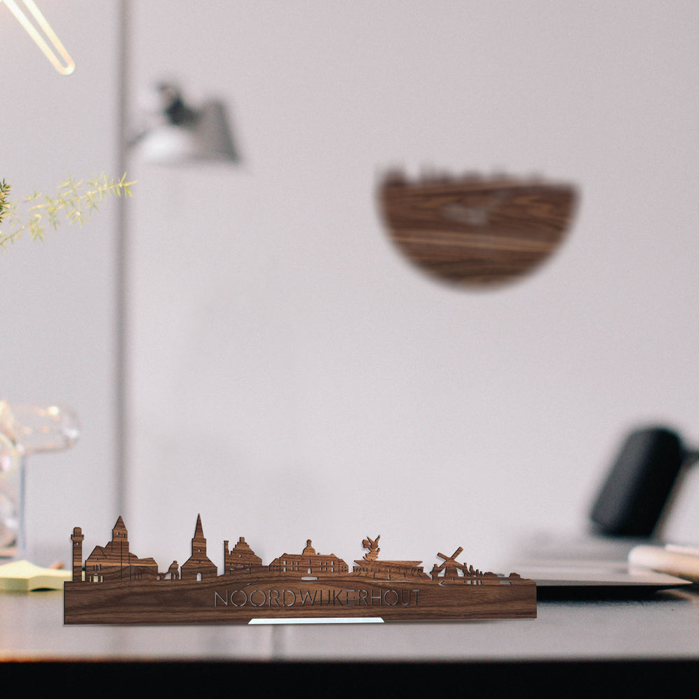 Standing Skyline Noordwijkerhout Noten houten cadeau decoratie relatiegeschenk van WoodWideCities