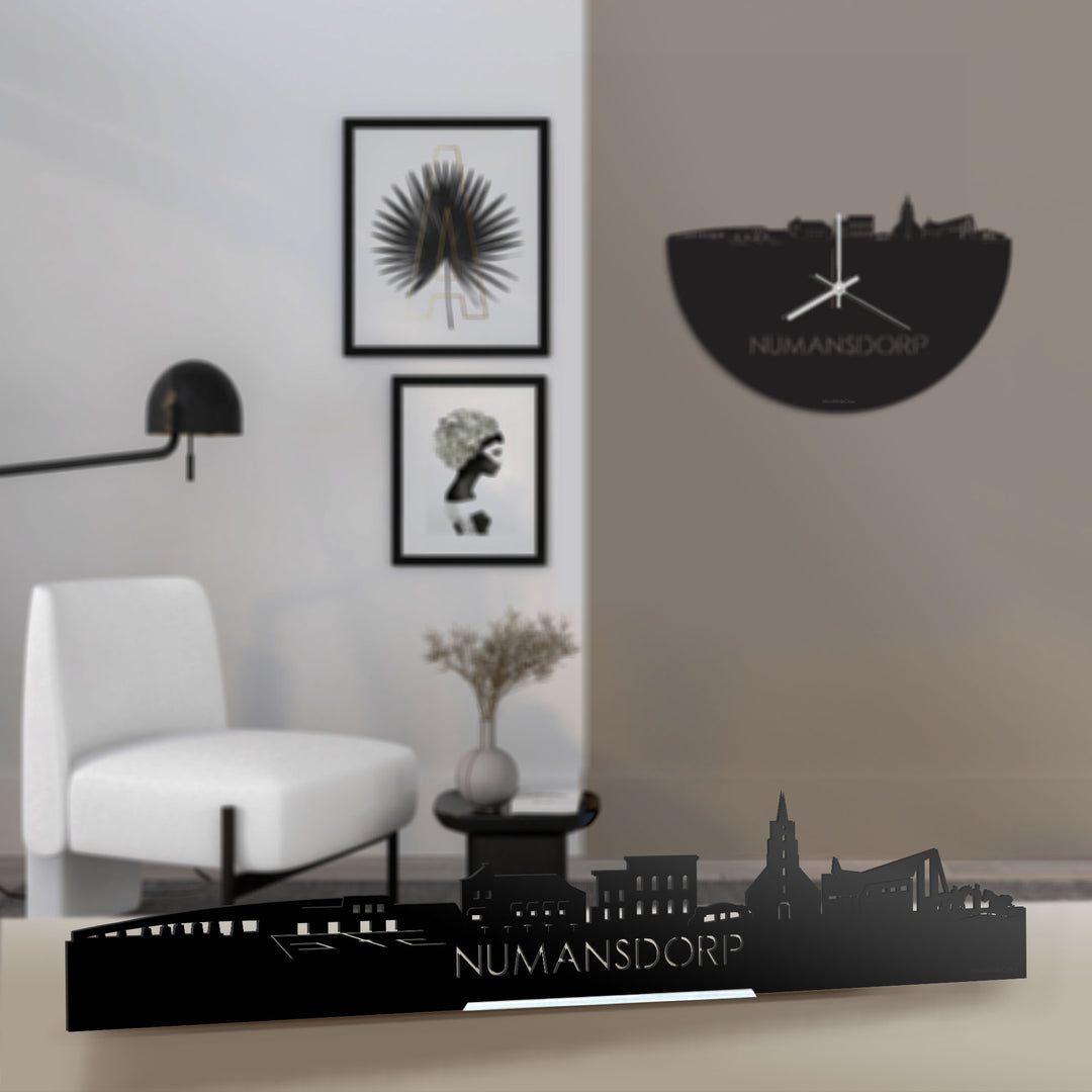 Standing Skyline Numansdorp Zwart glanzend gerecycled kunststof cadeau decoratie relatiegeschenk van WoodWideCities