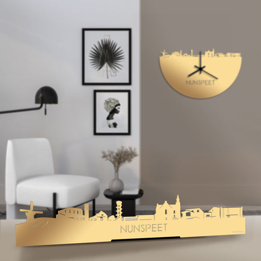 Standing Skyline Nunspeet Metallic Goud gerecycled kunststof cadeau decoratie relatiegeschenk van WoodWideCities