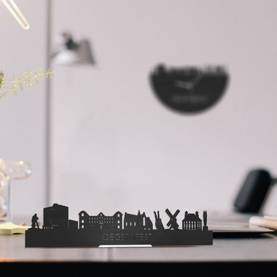 Standing Skyline Oegstgeest Zwart houten cadeau decoratie relatiegeschenk van WoodWideCities